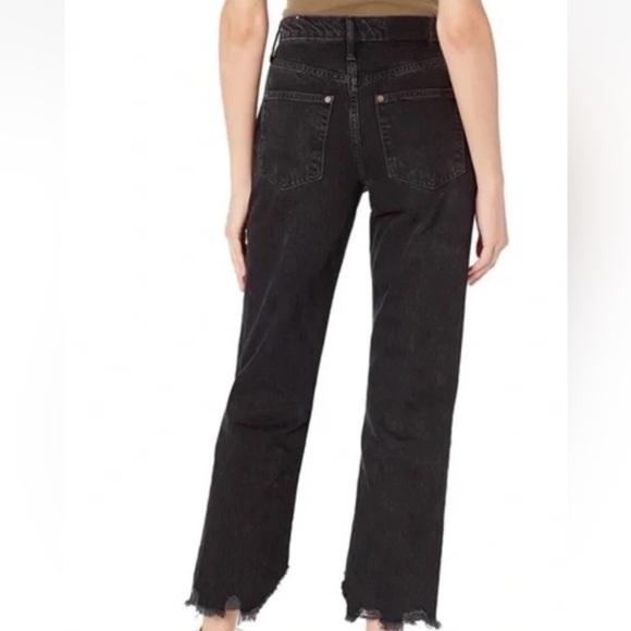 Free People Black Straight Leg Jeans with Button Fly - Picture 2 of 8